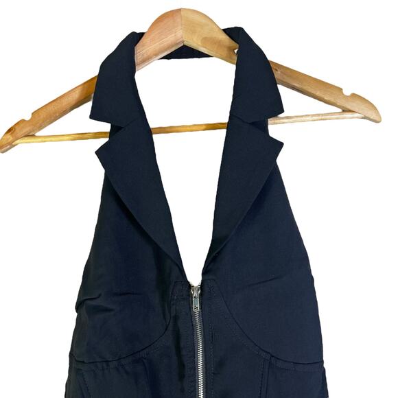 NWT Tea N Cup Bodysuit Womens L Black Halter Sleeveless Zip Front Sexy Clubwear - Picture 6 of 8